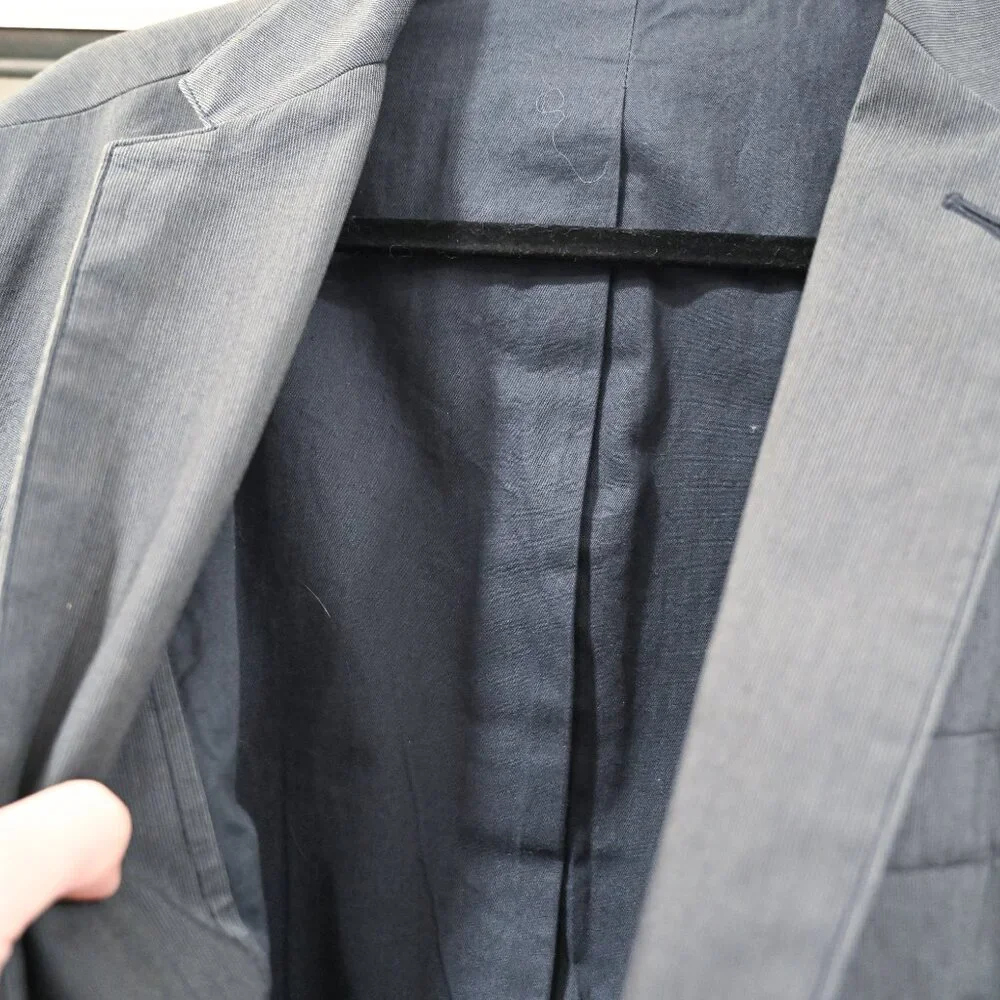 J. Crew Medium Seersucker Cotton Gray and Blue Academic Blazer